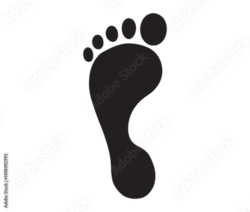 Silhouette human foot prints on white background. Minimalist human footprint icon.