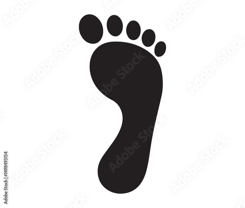 Silhouette human foot prints on white background. Minimalist human footprint icon.