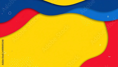 Colorful Abstract Waves of Yellow Red and Blue with Smooth Curves and Soft Background