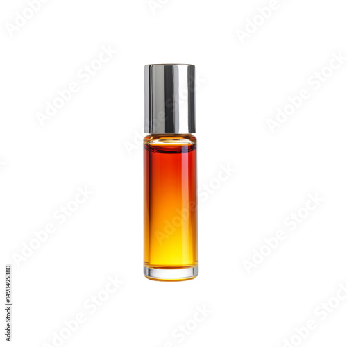 Amber Essential Oil in Roller Bottle on White Background