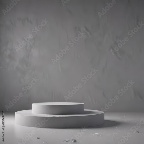 Elegant gray backdrop, soft light, subtle shadows for product display,  diffuse lighting,  advertising, gray background
