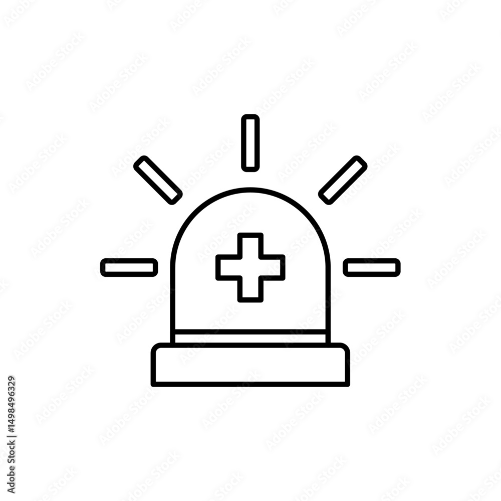 Fototapeta premium Ambulance siren icon, vector line isolated on white background. trendy and modern design