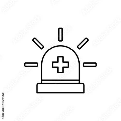 Ambulance siren icon, vector line isolated on white background. trendy and modern design