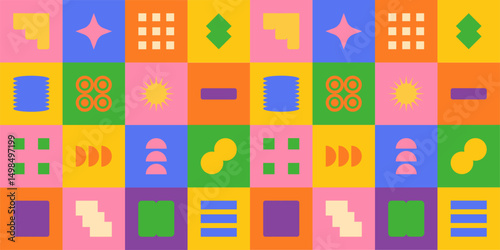 Retro-inspired hand-drawn geometric pattern set, perfect for social media visuals, blogger layouts, digital scrapbooking, and stylish content design with a vintage sketchy flair