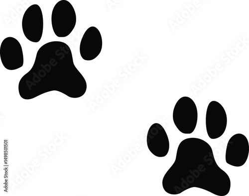 Cat paw print silhouette. Animal footprint in black color.