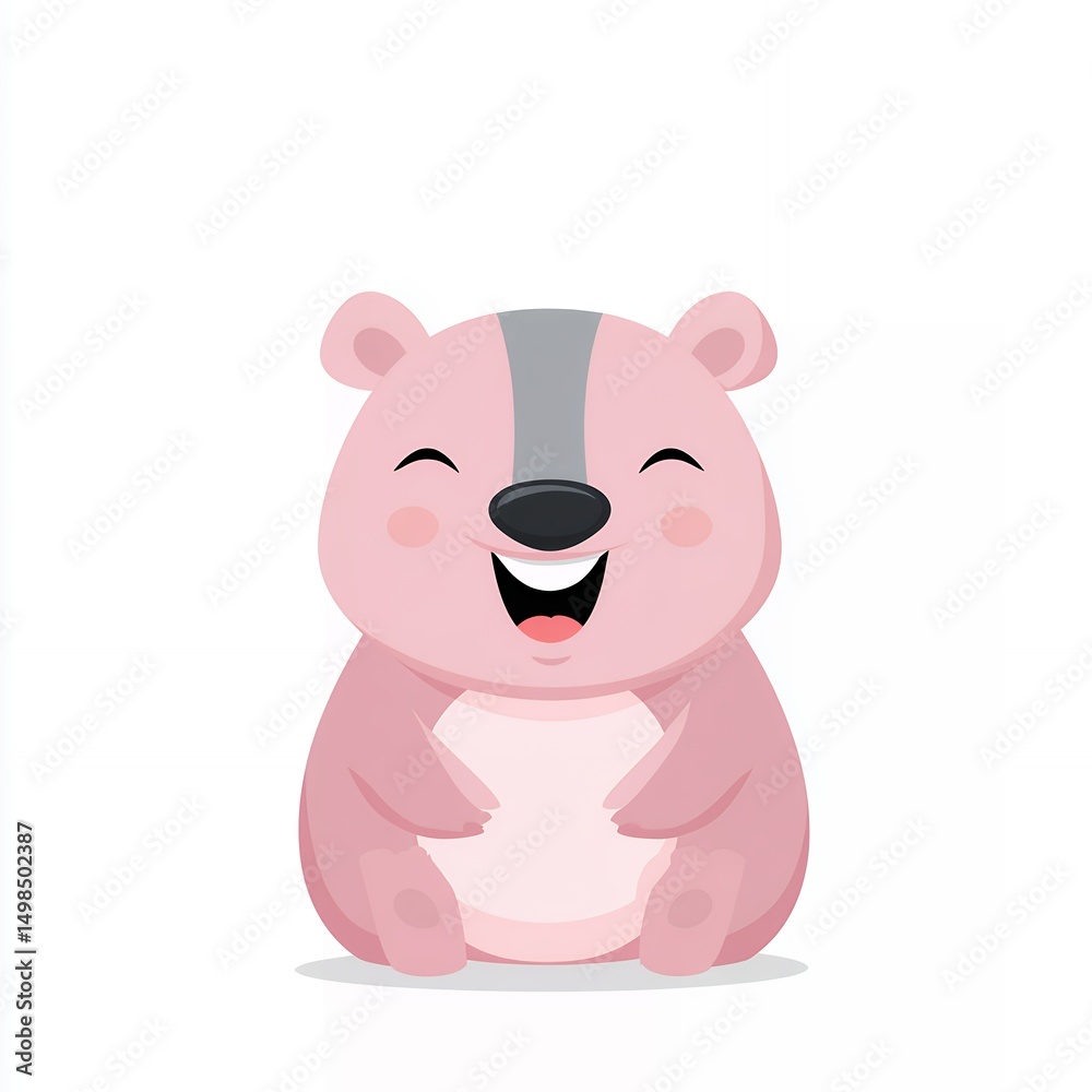 Naklejka premium Happy Pink Cartoon Hamster Illustration
