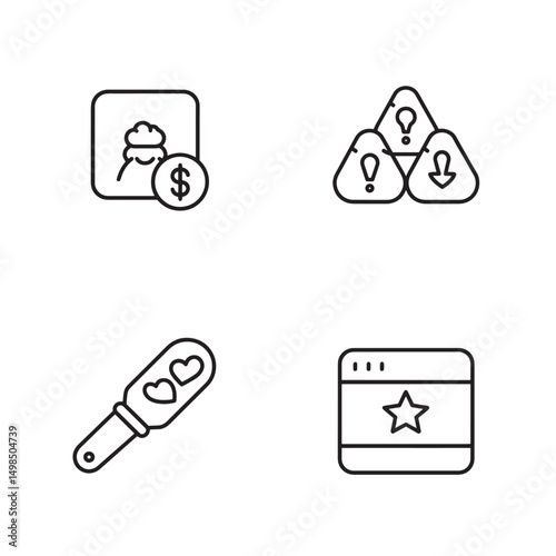 Collection of modern outline icon symbols representing diverse business concepts and ideas