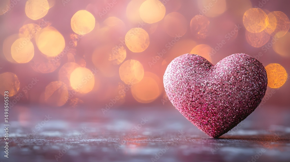 Sparkling pink heart against a dreamy bokeh background Sparkling pink heart against a dreamy bokeh background