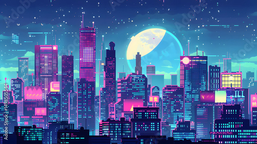 A Futuristic Cyberpunk Cityscape at night
