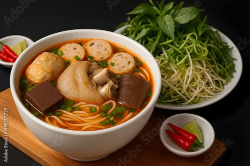 Bún Bò Huế ( bún khoanh giò) -A Vietnamese traditional dish with pork knuckle