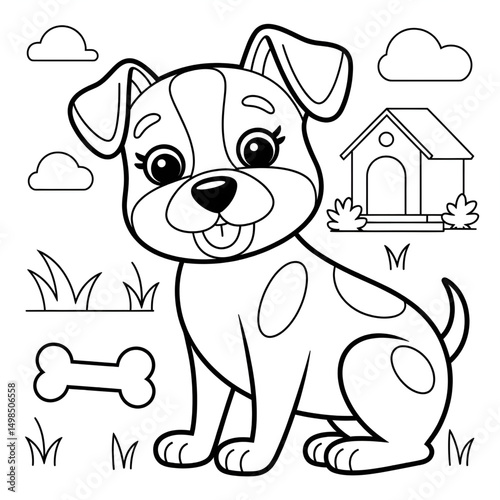 Line drawing a beautiful dog coloring page