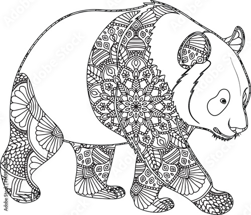 Intricate Mandala Panda Coloring Page Adult Coloring Book Design