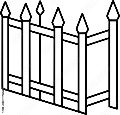 wood fence outline line art illustration, coloring book page