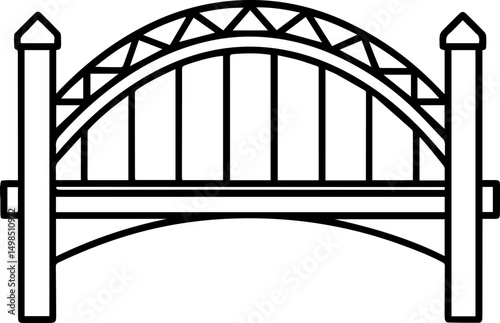 bridge outline line art illustration, coloring book page