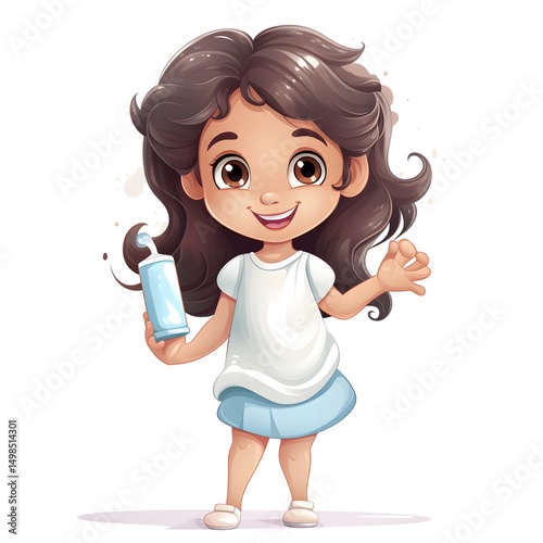 Young Girl Holding Toothpaste Tube on White Background - Oral Hygiene Concept
