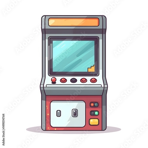 Professional Flat Vector Illustration of Traditional Arcade Game Cabinet for Gaming Websites and Articles
