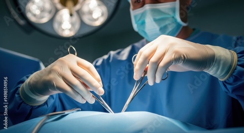 A surgeon performs an operation in the operating room