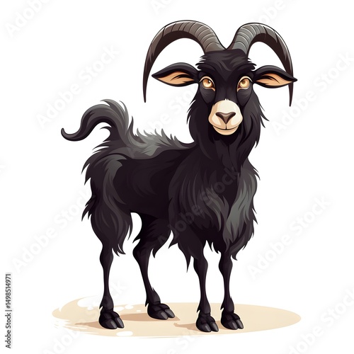 Professional Black Goat Standing on Two Legs Illustration for Creative Projects