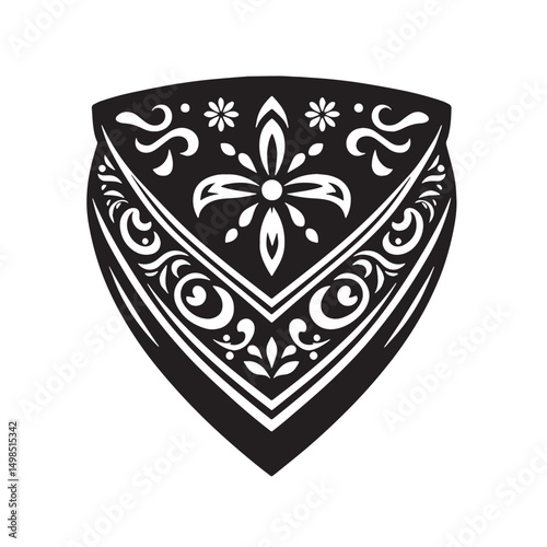 Black Color Bandana Silhouette Vector Illustration, Solid White Background. minimal vector design
