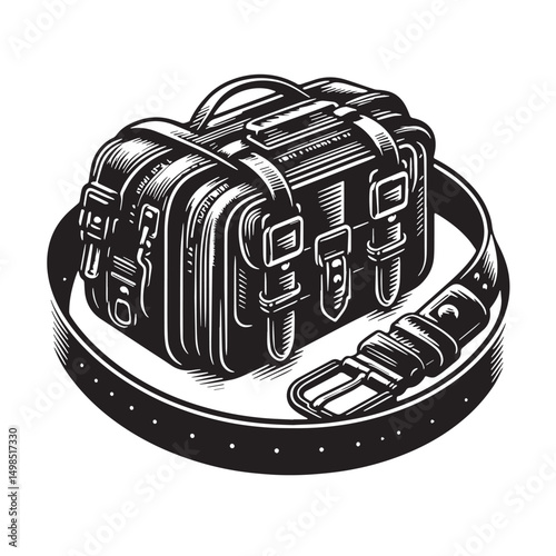 Black Color Belt Bag Silhouette Vector Illustration, Solid White Background. minimal vector design