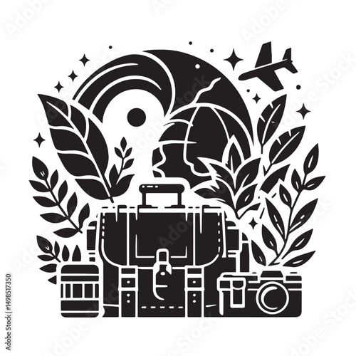 Black Color Belt Bag Silhouette Vector Illustration, Solid White Background. minimal vector design