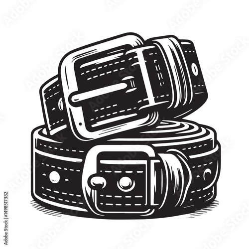 Black Color Belt Bag Silhouette Vector Illustration, Solid White Background. minimal vector design