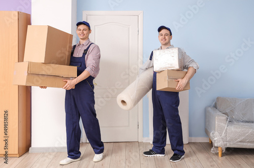 Loaders carrying carpet and...