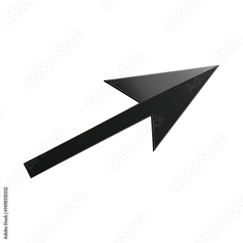 Sleek Arrow with a Modern Profile in Deep Charcoal Isolated on Transparent Background