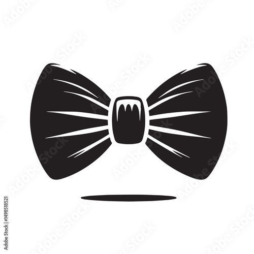 Black Color Bow Tie Silhouette Vector Illustration, Solid White Background. minimal vector design