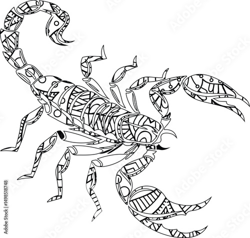 Ornate Scorpion Illustration Intricate Line Art Design