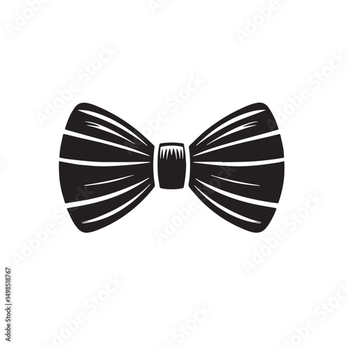 Black Color Bow Tie Silhouette Vector Illustration, Solid White Background. minimal vector design