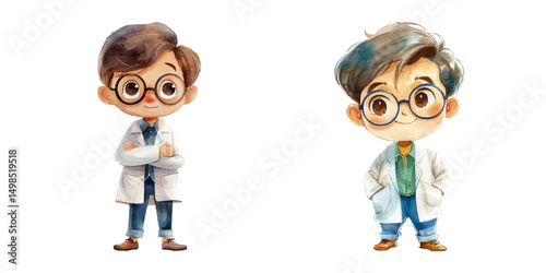 scientist paint watercolor vector illustration