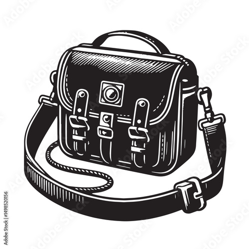 Black Color Crossbody Bag Silhouette Vector Illustration, Solid White Background. minimal vector design