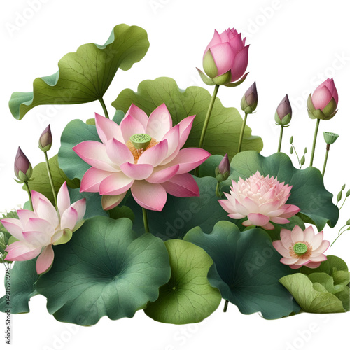 Cutout lotus flower on transparent background