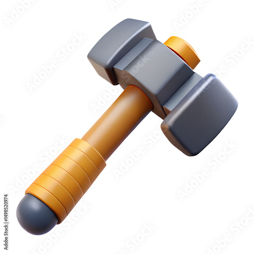 hammer weapon 3d icon illustration, transparent background