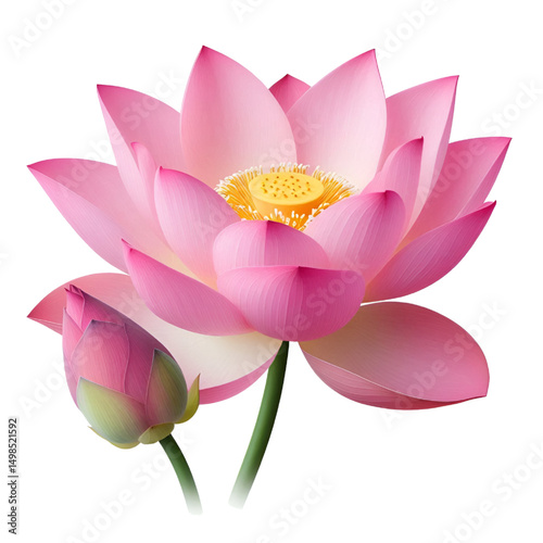 Cutout lotus flower on transparent background