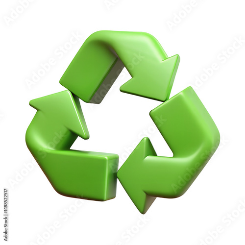recycle symbol 3d icon illustration, transparent background