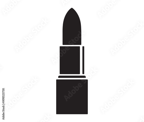 Lipstick isolated on white background. Minimalist lipstick icon silhouette. 