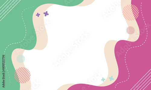 Abstract Wave Frame: A minimalist frame featuring flowing abstract wave shapes in pastel green, beige, and pink, adorned with delicate line accents and geometric details.