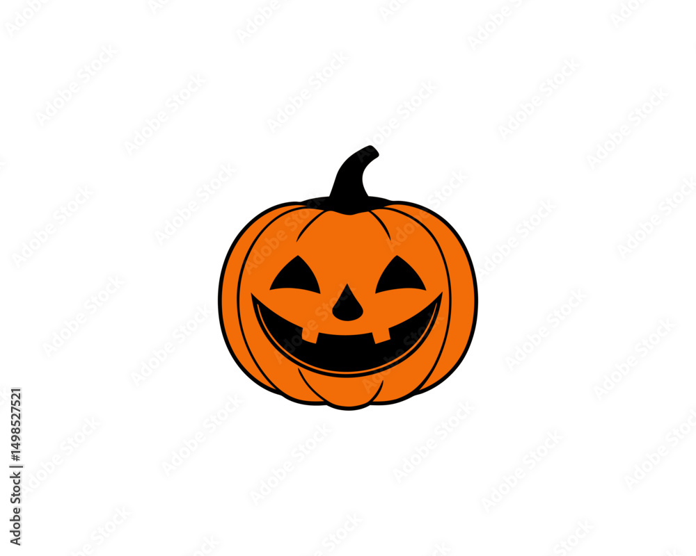 Fototapeta premium Funny Jack-O'-Lantern Halloween Pumpkin Illustration – Cartoon Vector for Fall Holiday Designs, Autumn, Kids Crafts, Party Graphics Spooky Decor,Seasonal Flyers, Posters & Greeting Cards.