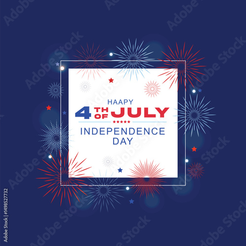 4th of July, American Independence Day celebration background with fireworks