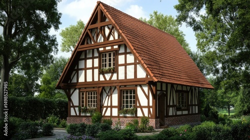 Wallpaper Mural Charming Half-Timbered House in Lush Greenery Torontodigital.ca