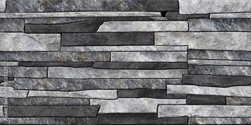 Fototapeta Naklejka Na Ścianę i Meble -  Home decorative 3d elevation wall tiles design, Seamless Ceramic Tiles Designs, Seamless Ceramic Wall tiles design Natural Stone Bricks wallpaper design Home decorative 3d elevation Background.