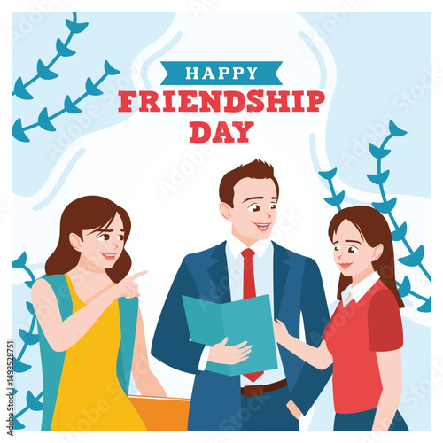 Happy Friendship Day Celebration with Smiling Friends in a Cheerful Setting.