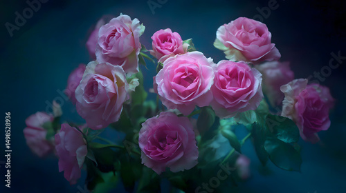 Pink roses in a lush bouquet, evoking timeless romance with a soft vintage charm