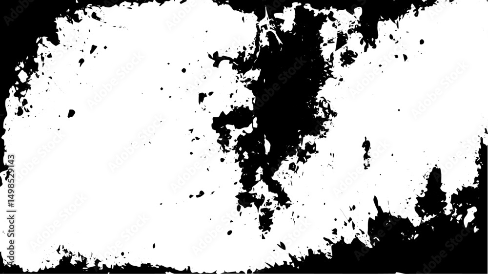 Obraz premium Grunge Black Ink Frame with Abstract Splash Texture on White Background