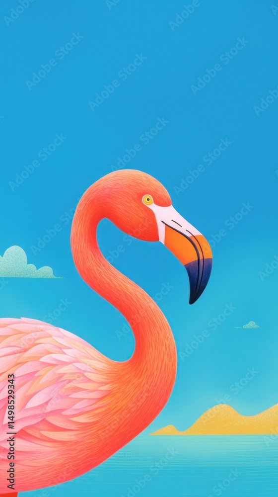 Fototapeta premium Pink flamingo animal bird beak.