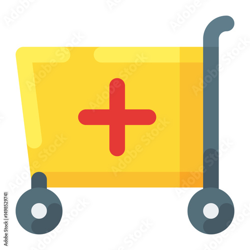 cart shopping add flat colored icon.
