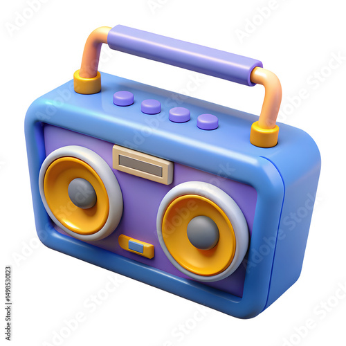 boombox 3d icon illustration, transparent background