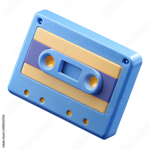 cassette tape 3d icon illustration, transparent background